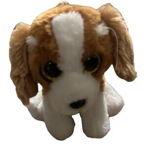 Ty Brown White Puppy Dog Plush Stuffed Animal Beanie Boo Style Tag